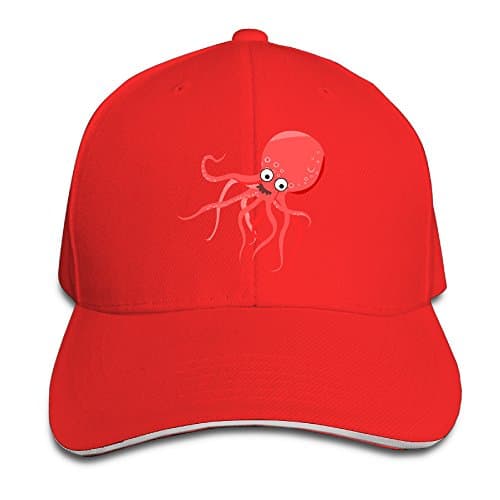 PANDO Leisure Octopus Sandwich Adjustable Hat Unisex Cap Red