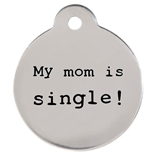 dogIDS Personalized Catch Phrase Circle Shaped Dog Identification Tag, Stainless Steel Custom Laser Engraved Single Sided ID Tag with S-Hook and Split Ring