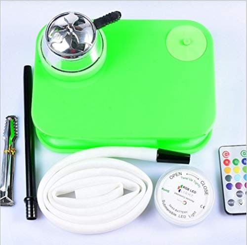 Hookah Set, Arab Hookah Set Acrylic Hookah Easy to Clean and Clean Family Bar Club Party Outdoor Cafe with LED Light Remote Control,Green