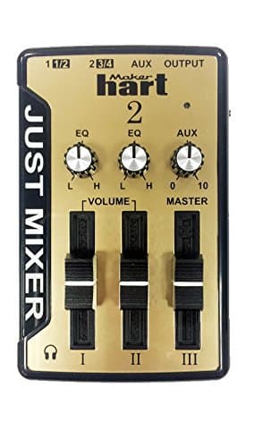 JUST MIXER 2 Audio Mixer - Compact USB Powered Stereo Desktop Mixer w/ 3 In / 2 Out (3.5mm) plus USB Audio Output (Gold)