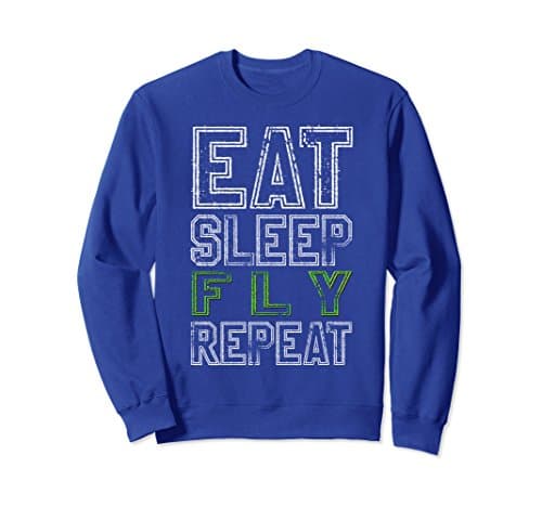 Unisex Eat Sleep Fly Repeat Sweatshirt Funny Airplane Pilot Gift Large Royal Blue