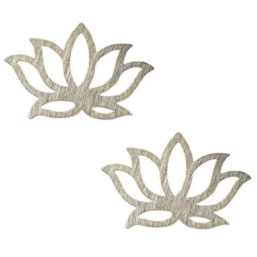AppleLatte Lotus Flower Earrings, Silver Plated Stud