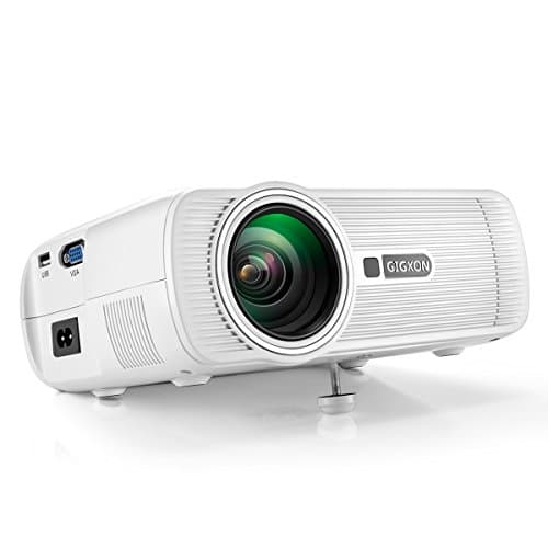 GIGXON G80 Portable Mini LED 1080P Projector with PC Laptop USB/SD/AV/HDMI for iPad iPhone Android Smartphone Video TV Movie Game Home Entertainment (White)