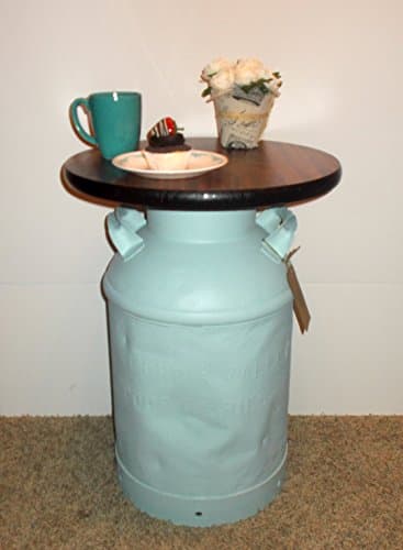 Vintage Milk Can End Table, Powder Blue
