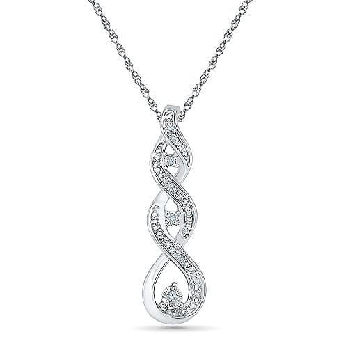 Beautiful Infinity Pendant In Sterling Silver with Diamonds (0.03 CTTW), 18" Chain Is Included