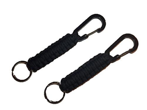 Paracord Keychains with Carabiners (2 Pack) (black)