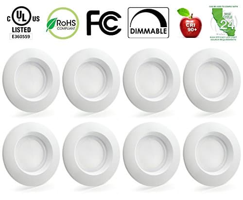 8-Pack Bioluz LED 5”/6" LED Recessed Lighting Dimmable Fixture Ceiling Light 75 Watt Replacement Uses 12 Watt 3000K Soft White 840 Lumens UL Listed 90 CRI CEC JA8 Title 24 Compliant