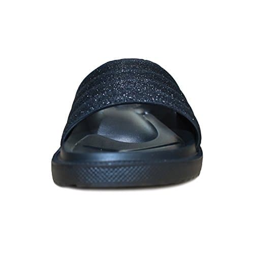 ManZu Women Sequin Slide Sandals with Arch Support Bling Flat Slippers Open Toe