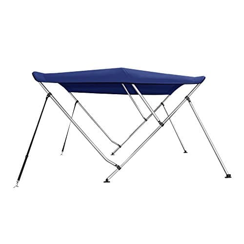 3 Bow Bimini Top Boat Cover 46" H X 67"-72" W 6' Long, Includes Rear Support Poles, Navy Blue
