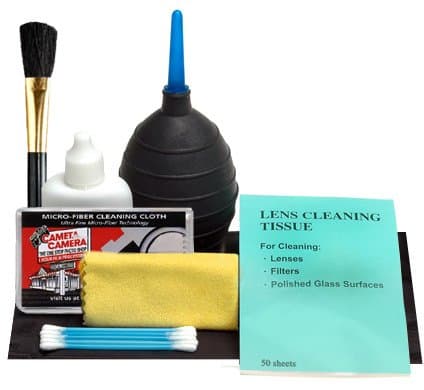 Precision Design 7-Piece Optical Lens and Digital SLR Camera Cleaning Kit with Brush, Microfiber Cloth, Fluid & Tissue + Hurricane Blower for Canon, Nikon, Olympus, Panasonic, Fuji & Sony Alpha Camera