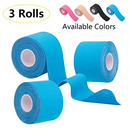 High Lee Kinesiology Tape Precut, (3 Rolls Pack) Elastic Therapeutic Sports Tape - Pain Relief for Knee Shoulder and Elbow Ankle, Breathable, Waterproof, Latex Free, 2" x 16.5 feet Per Roll