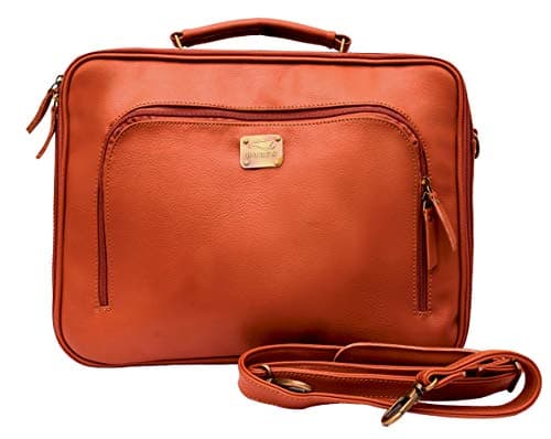 HUBEN Vegan Leather Shoulder Messenger Office Bag (Tan)