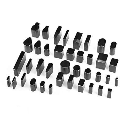 Pudincoco 39pcs/Set 39 Shape Style Hole Hollow Cutter Punch Metal Cutter Punch Set Handmade Leather Craft DIY Tool for Phone Holster(Black)