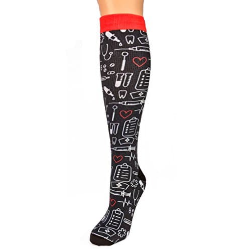 Compression Socks Women Best Sock for Nurses - Athletic Running - Travel. Medical Varicose Veins - diabetic -flight - maternity - knee Shin Splint arch motion support Graduated 15-20 mmhg (Large/XL)