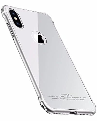 iPhone X Case, ArtMine Luxury Ultra Thin Aluminum Metal Frame Drop Protection Hybrid Construction Back Case Cover for Apple iPhone X 2017, White