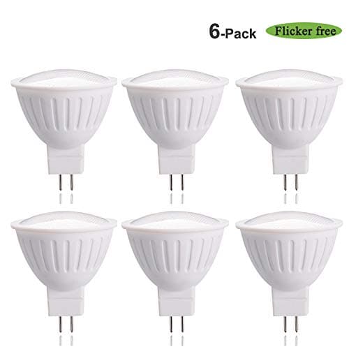 12V MR16 LED 2Pin GU5.3 Base MR16 7W (50-70W Halogen Equivalent) 2700K Warm White CRI85+ 700 Lumens Bi-Pin Base Non Dimmable 12V Spot Light Bulb for Landscape Recessed Accent Track Lighting 6 Pack