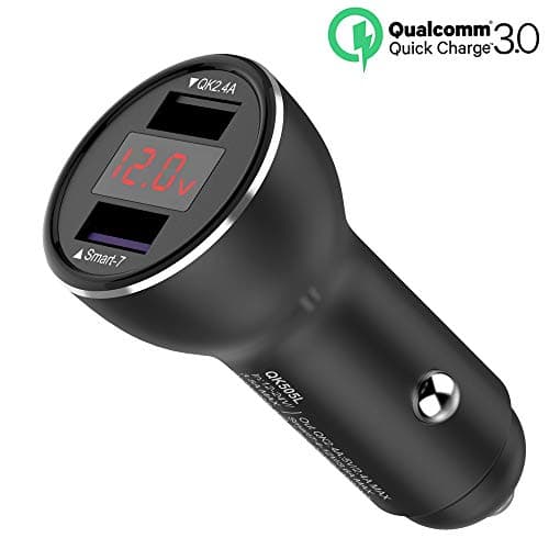 Timloon Quick Charge 3.0 Car Charger, 30W Dual USB Car Adapter Fast Charger With Voltage Display for iPhone XS/XR/XS Max/8/8 Plus,Ipad Nexus SONY Samsung Galaxy Note