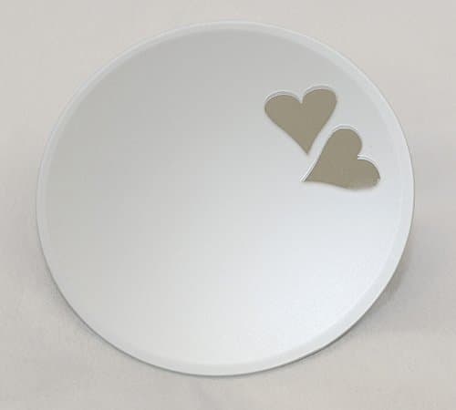 Round Mirror with Hearts Diameter 20 cm satin