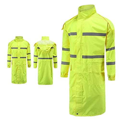 Reflective and Efficient Waterproof Raincoat, Traffic Warning, 300D Oxford, Yellow High Visibility Traffic Raincoat With Reflective Strip, Rain Cap, Suitable for Motorcycle
