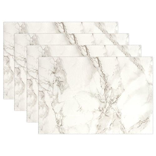 Set of 6 Texture Floor Stone Ceramic Marble Placemat Polyester Plate Holder Table Mats for Kitchen Dining Room,12x18 Inch