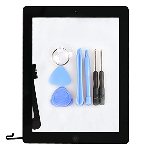 RabbitStorm Digitizer Touch Screen Front Glass Assembly for ipad 4 black Home Button + Camera Holder with tools kit