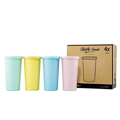 Healthy Sweets PLA Material Kids Drinking Cups Milk Cups Dust-Proof Lid BPA-Free ，Set of 4 Cups ，4 Colors