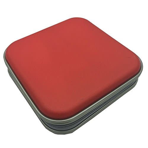 Twinsisi Portable Plastic 40 CD DVD VCD Case Storage Bag Organizer Wallet Holder Album Box for Car, Home, Office and Travel (red)