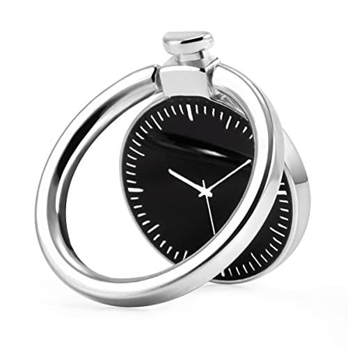 Cell Phone Ring Holder, TRONFY Universal Stylish 360° Adjustable Finger Ring Stand Grip Kickstand Car Mount for iPhone iPad Samsung Galaxy Note HTC LG Mi - Alarm Clock Silver