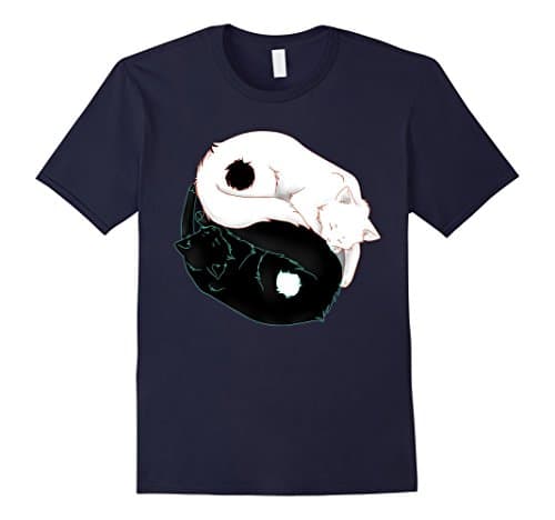 Men's Ying Yang Cat shirt Large Navy