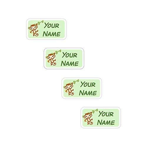 Kids Labels Peel & Stick Waterproof, Durable Personalized Stick-on Clothing Name Labels - 112 Clothing Labels Monkey Design