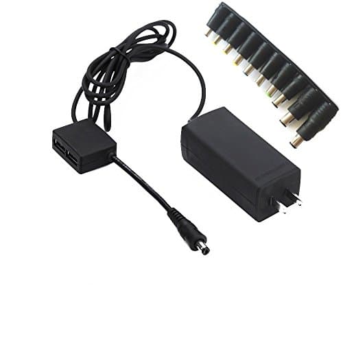 Cakin 65W Mini Universal palm size Laptop Adapter With 10 tips, With 2 USB Charger Port (M Black)