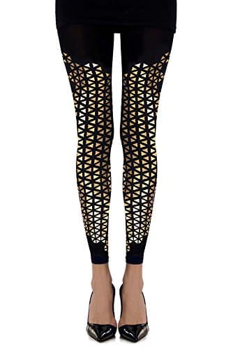 Beat Goes Triangles Patterned Footless Tights Black One-Size by Zohara Tights