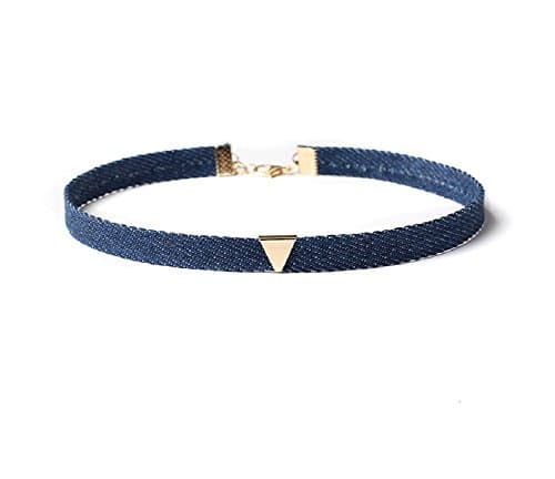 IILLBEFINE Denim Choker with Pendant Triangle