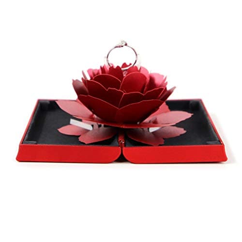 Qiuxiaoaa Cartier For Ring, Ring Box Lift Rotation Creative Case For Jewelry Rose 3D Handmade Storage Portable Carrier Professional For Gifts Valentine'S Day Wedding,Red