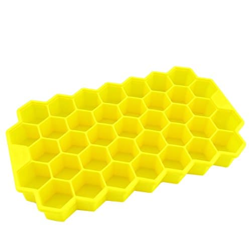 Silicone Ice Cube Tray Ice Tray Molds Washable Easy Pop Maker 37 Cubes (Yellow)