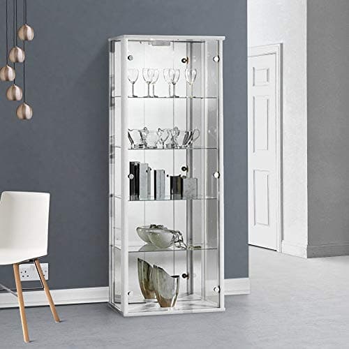 Displaysense White Lockable Glass Display Cabinet with Lighting