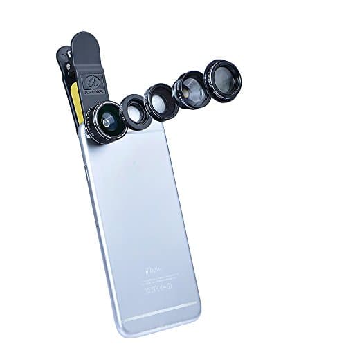 Gefone HD Camera Lens kit 5 in 1 for iPhone 7/6s Plus/6s/5s and Most Cell Phone(198 Degree Fisheye Lens+0.63X Wide Angle+15X Macro Lens+2X Telephoto Lens+CPL Lens)