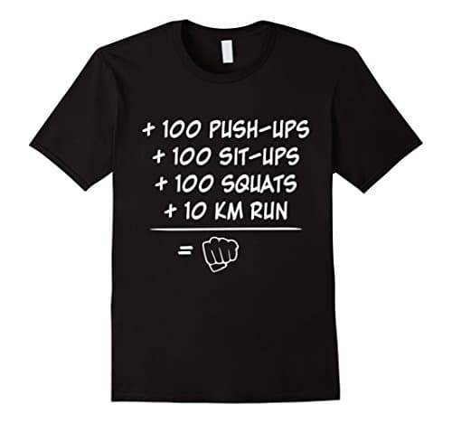 Mens 100 push-ups 100 sit-ups 100 squats 10 km run shirt  Large Black