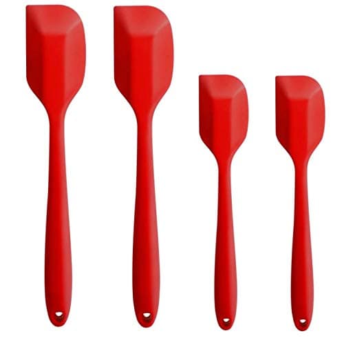 (UPGRADED) HauBee 4 Pack Silicone Spatula Kitchen Turner Set 600°F Heat Resistant Seamless Non-Stick Cooking Baking Mixing Tools Stainless Steel Core Utensils
