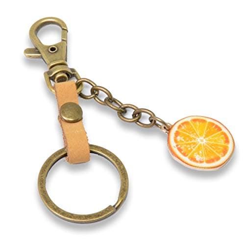 litmage Key Chain (2 Extra Rings) Cute Fruit Charm Car Leather Keychain Backpack&Bags Accessories (809 Orange)