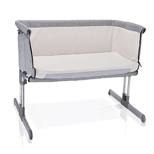 MiClassic Bedside Crib Travel Bassinet Easy Folding Adjustable Portable New Born Baby,Light Grey