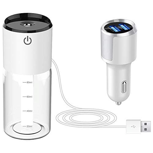 VSousT Car Humidifier Mini Spray Air Purifier 3.0 USB Charger Fast Charger Quiet Aroma Diffuser (Color : White)