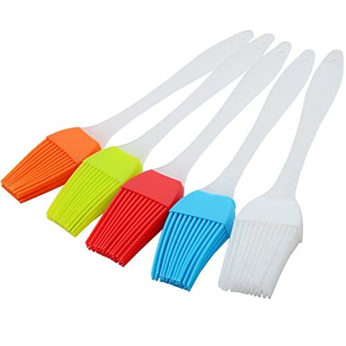 ANXVERS 5pcs Silicone Basting BBQ Pastry Brush High Temperature Grill Barbecue Oil Brush Multi-use Brush Dishwasher Safe Easy Clean BPA Free FDA Approved, 5 Colors (Red, Yellow, Blue, Orange, Clear)