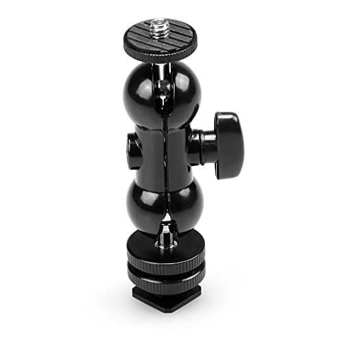 EFOTOPRO Cool Ballhead Multi-function Double Ballhead with Hot Shoe Mount & 1/4" Screw for Monitors Led Light Microphone