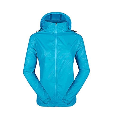 CraneLin Unisex UV Protect Jacket Quick-Dry Lightweight Jacket Wind Proof Outdoor Hoodie LVPFY118-Blue-XL