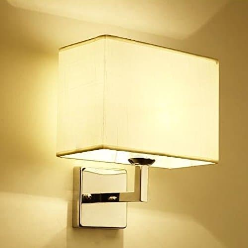 LIYAN Minimalist Wall Light Sconce E26/27 Base Bedroom Wall lamp Bedside lamp Room Fabrics Wall lamp Aisle Wall lamp Rectangular Beige Linen Wall Lights, 1-M Wong +5WLED