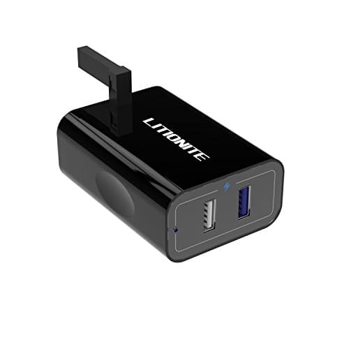 Litionite® Dash 30W USB Wall Charger with 2 Smart Ports - QUICK CHARGE 3.0 Technology + SMART CHARGE - Quick Charge Station, Portable Smart Travel/Home Charger for Smartphones and Tablets (2X Ports)