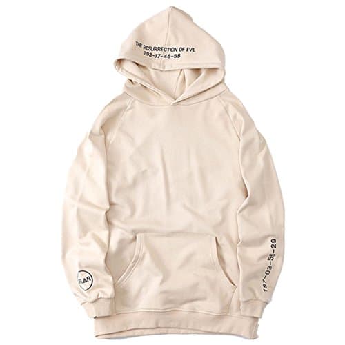 Men Embroidery Letters Hoodies Side Split Pullover Hooded Sweatshirts Hip Hop Streetwear