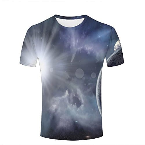 3D Graphic Printing Men T Shirts Planets and Smoke Bubbles Casual Novelty Tees Round Neck T-Shirts XXXL
