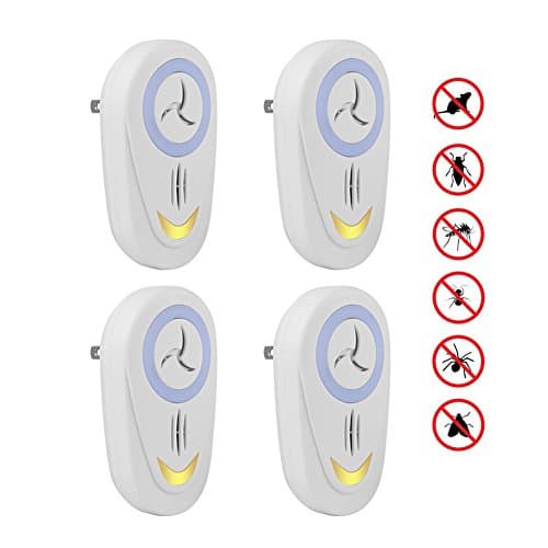 Pest Control Ultrasonic Repeller, SOUBUN Mouse Repellent Electronic Plug In Bug Repellent for Home Use - Repel Mouse, Spiders, Mosquitoes, Bed Bugs, Roaches, Flies, Ants (4 Packs, White)